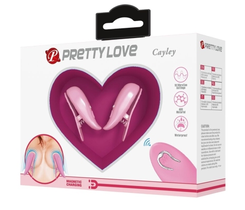 PRETTY LOVE - CAILEY NIPPLE CLAMPS 10 VIBRATIONS REMOTE CONTROL PINK