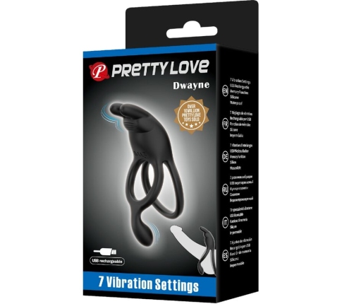 PRETTY LOVE - SETH DOUBLE VIBRATING RING RABBIT 7 VIBRATIONS BLACK