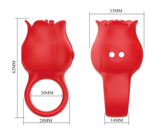 PRETTY LOVE - JAE ROSE SHAPED FINGER VIBRATOR 10 VIBRATIONS RED