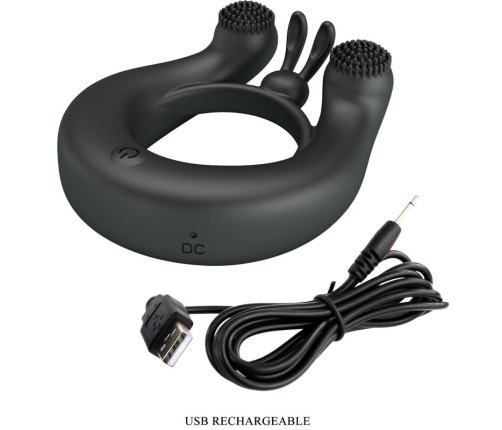 PRETTY LOVE - DAHLIA VIBRATING RING + CLITORIS STIMULATOR 12 VIBRATIONS BLACK