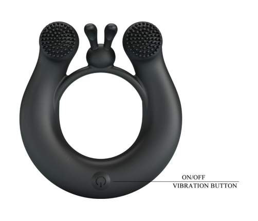 PRETTY LOVE - DAHLIA VIBRATING RING + CLITORIS STIMULATOR 12 VIBRATIONS BLACK