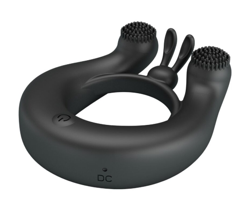 PRETTY LOVE - DAHLIA VIBRATING RING + CLITORIS STIMULATOR 12 VIBRATIONS BLACK