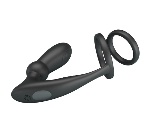 PRETTY LOVE - EMONI PENIS RING + ANAL PLUG 12 VIBRATIONS BLACK