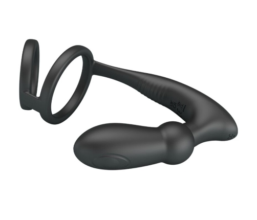 PRETTY LOVE - EMONI PENIS RING + ANAL PLUG 12 VIBRATIONS BLACK
