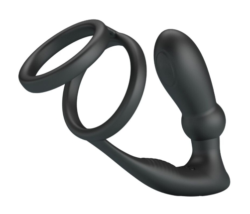 PRETTY LOVE - EMONI PENIS RING + ANAL PLUG 12 VIBRATIONS BLACK
