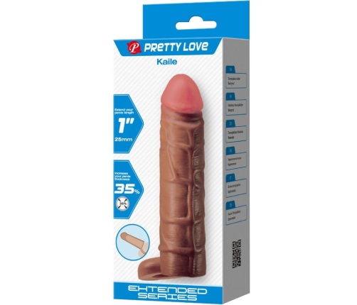 PRETTY LOVE - KAILE PENIS SLEEVE WITH 2.5 CM EXTENSION MULATTO