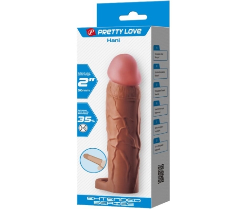 PRETTY LOVE - HANI PENIS SLEEVE WITH 5 CM EXTENSION MULATTO