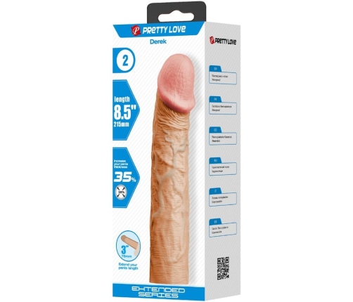 PRETTY LOVE - DEREK PENIS SLEEVE WITH 7.6 CM EXTENSION FLESH