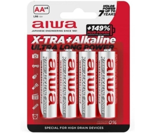 AIWA - X-TRA ALKALINE AA ALKALINE BATTERY LR6 BLISTER*4