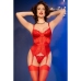 CHILIROSE - CR 4845 CORSET AND STOCKINGS RED M