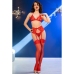 CHILIROSE - CR 4848 RED LACE BRA + THONG + STOCKINGS SET M