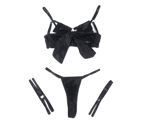 SUBBLIME - 955199 BRA SET WITH ADJUSTABLE BLACK BOW S/M