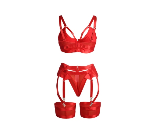 SUBBLIME - 955250 RED BONDAGE BRA WITH GARTER SET S/M