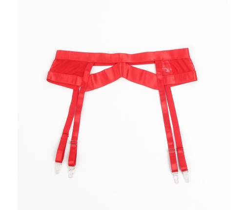 SUBBLIME - 955250 RED BONDAGE BRA WITH GARTER SET S/M