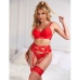 SUBBLIME - 955250 RED BONDAGE BRA WITH GARTER SET S/M
