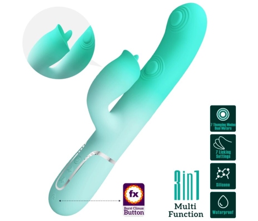 PRETTY LOVE - GIGI MULTIFUNCTION RABBIT VIBRATOR AQUA GREEN