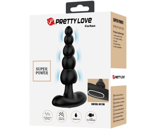 PRETTY LOVE - CORBAN ANAL VIBRATOR 10 VIBRATIONS BLACK