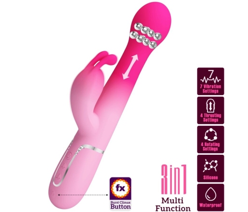 PRETTY LOVE - DEJON 3 IN 1 MULTIFUNCTION RABBIT VIBRATOR PINK