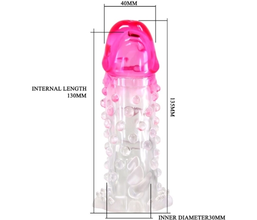 PRETTY LOVE - WILFORD REALISTIC ENLARGEMENT SHEATH WITH EMBOSSED PENIS PINK