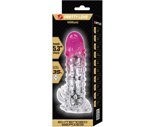 PRETTY LOVE - WILFORD REALISTIC ENLARGEMENT SHEATH WITH EMBOSSED PENIS PINK