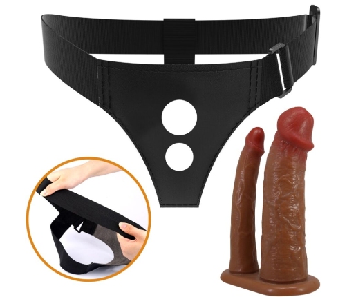 PRETTY LOVE - KEAVEN HARNESS BRIEFS UNIVERSAL & COMFORTABLE DOBLE DILDO