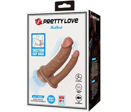 PRETTY LOVE - HULBERT DOBLE DILDO REALÍSTICO CON VIBRACIÓN MULATO