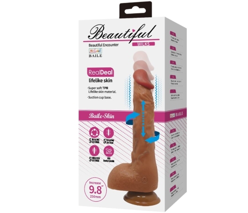 BAILE - BEAUTIFUL WILKS VIBRADOR REALÍSTICO DE 5 CONFIGURACIONES 25 CM MULATO