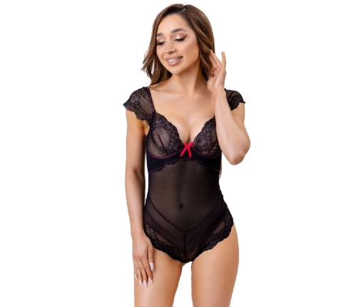LIVCO CORSETTI FASHION - EVELYN LC 20243 BODY WITH LACE TRIMMING AND TRANSPARENCIES BLACK L/XL