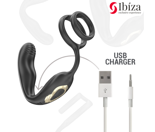 IBIZA - WIGGLE REMOTE CONTROLLED ROTATING ANAL PLUG WITH PERINEAL VIBRATION AND PENIS ENHANCING RINGS