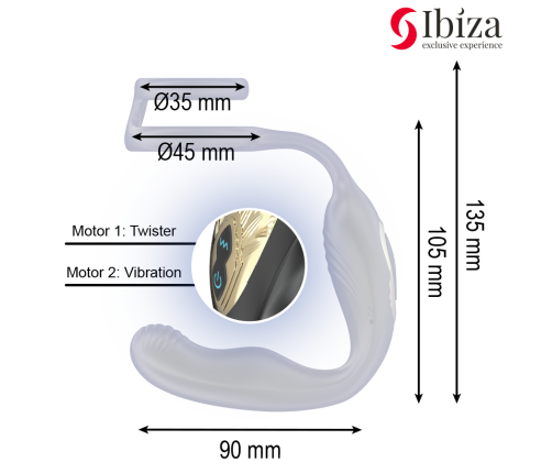 IBIZA - WIGGLE REMOTE CONTROLLED ROTATING ANAL PLUG WITH PERINEAL VIBRATION AND PENIS ENHANCING RINGS