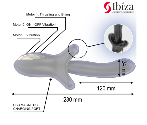 IBIZA - POWERFUL VIBRATOR WITH THRUSTING AND BITING EFFECT
