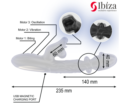 IBIZA - VIBRATOR AND CLITORIS STIMULATOR WITH BITING AND ROTATION EFFECT