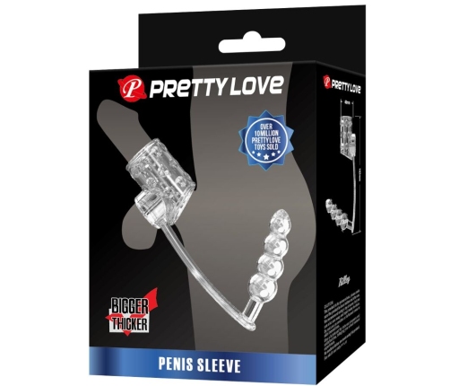 PRETTY LOVE - PENIS SLEEVE WITH ANAL PLUG TRANSPARENT