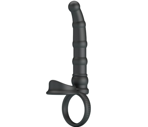 PRETTY LOVE - TATUM VIBRATING PENIS RING WITH PLUG 10 VIBRATIONS BLACK