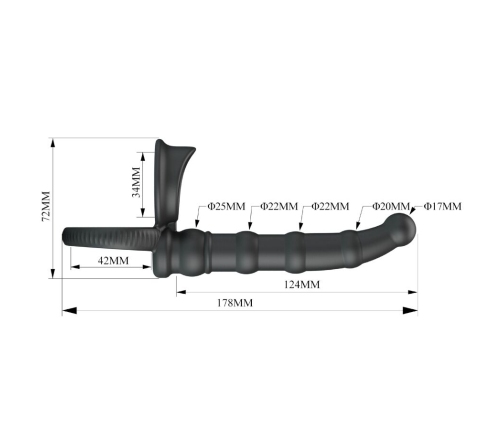 PRETTY LOVE - TATUM VIBRATING PENIS RING WITH PLUG 10 VIBRATIONS BLACK