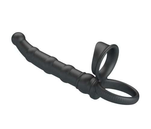 PRETTY LOVE - TATUM VIBRATING PENIS RING WITH PLUG 10 VIBRATIONS BLACK
