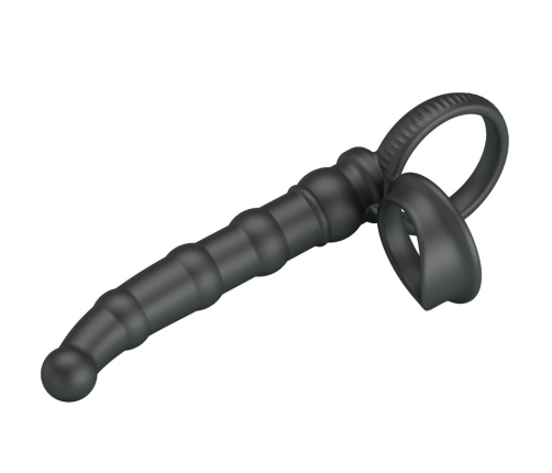 PRETTY LOVE - TATUM VIBRATING PENIS RING WITH PLUG 10 VIBRATIONS BLACK