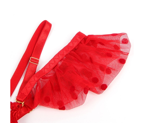 SUBBLIME - 957506  LACE BRA AND GARTER SET RED S/M