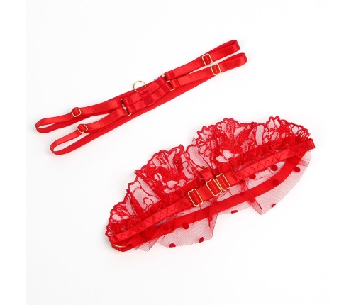 SUBBLIME - 957513 LACE BRA AND GARTER SET RED L/XL