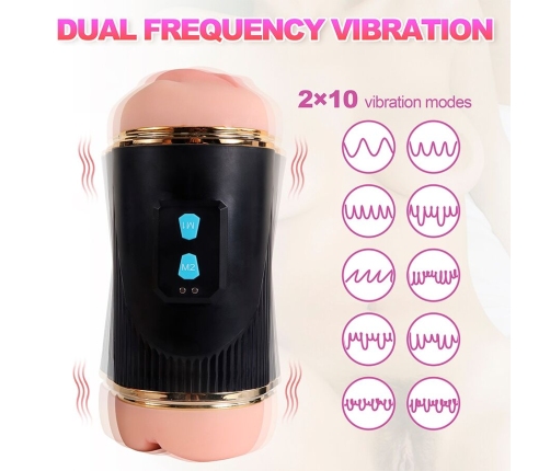 SHEQU - KAY DOUBLE MASTURBATOR WITH DUAL MOUTH AND VAGINA VIBRATION