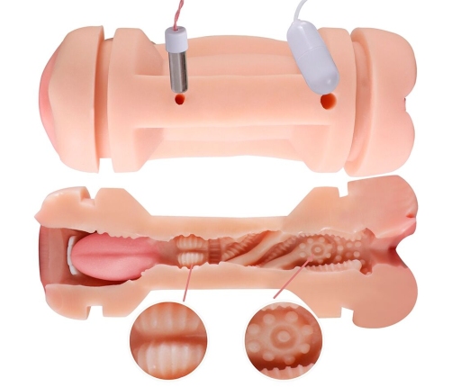 SHEQU - KAY DOUBLE MASTURBATOR WITH DUAL MOUTH AND VAGINA VIBRATION