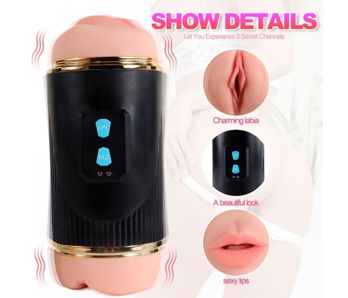 SHEQU - KAY DOUBLE MASTURBATOR WITH DUAL MOUTH AND VAGINA VIBRATION