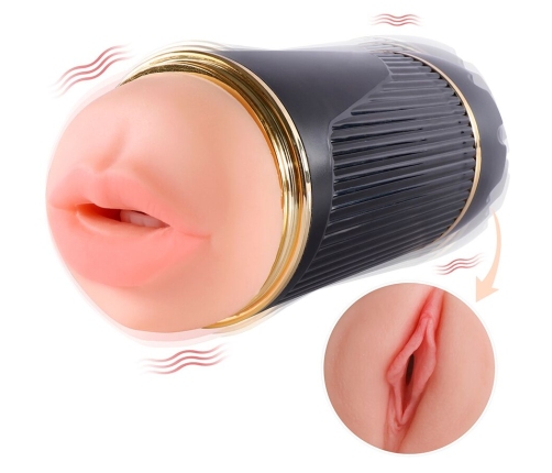 SHEQU - KAY DOUBLE MASTURBATOR WITH DUAL MOUTH AND VAGINA VIBRATION
