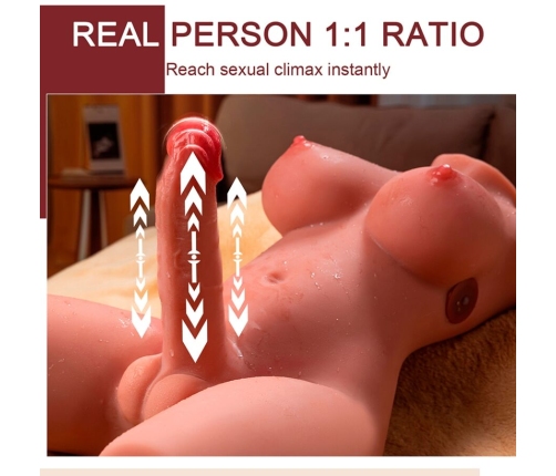 XISE - MIAH LADY BOY FEMALE TORSO WITH DILDO WITH VIBRATION AND THRUSTING 55 CM