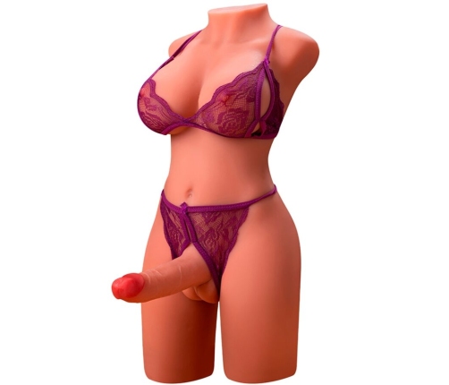 XISE - MIAH LADY BOY FEMALE TORSO WITH DILDO WITH VIBRATION AND THRUSTING 55 CM