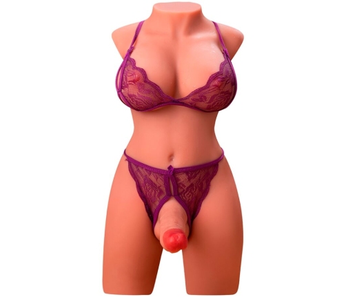 XISE - MIAH LADY BOY FEMALE TORSO WITH DILDO WITH VIBRATION AND THRUSTING 55 CM