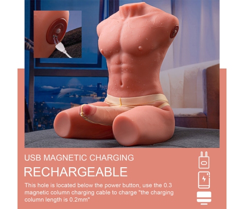 XISE - JASON HALF BODY REALISTIC MALE TORSO WITH THRUSTING AND VIBRATION 55 CM