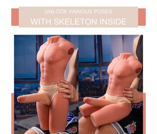 XISE - JASON HALF BODY REALISTIC MALE TORSO WITH THRUSTING AND VIBRATION 55 CM
