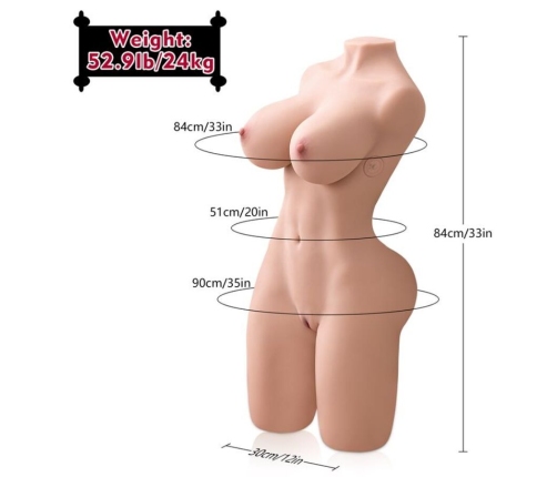 XISE - ERICA THRUSTING REALISTIC TORSO WITH FEMALE VIBRATION 84 CM