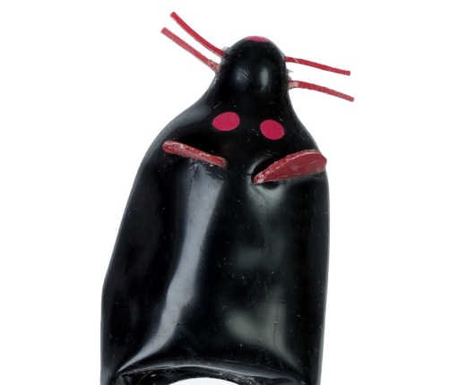 CONDOMERIE - HANDPAINTED NOVELTY CONDOMS BLACK MOUSE XL